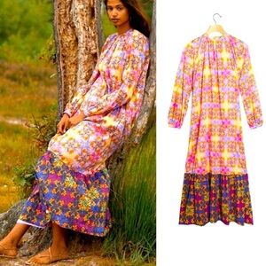 Anthropologie Roopa Pemmaraju Rosamel Floral Maxi Dress size Medium Petite